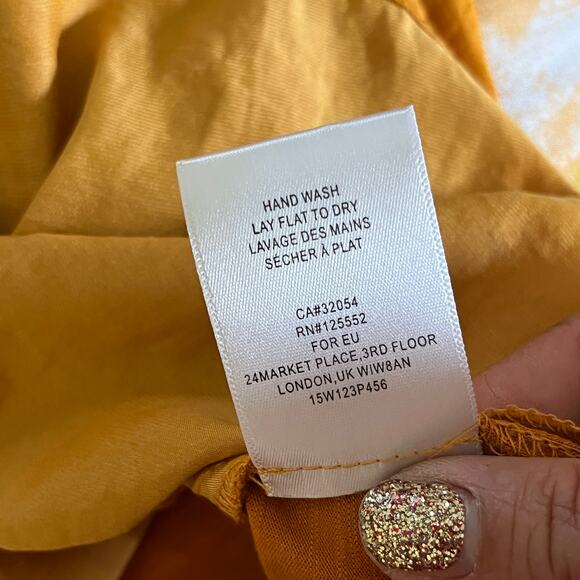 Dolan Anthropologie Women's Gold Alvia Peasant Embroidered Boho Top Size XS - Picture 5 of 7